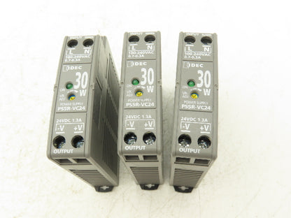IDEC PS5R-VC24 30 Watt Power Supply 100-240VAC Input 24VDC 1.3A Output Lot of 3