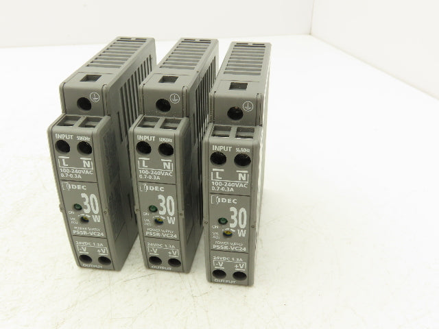 IDEC PS5R-VC24 30 Watt Power Supply 100-240VAC Input 24VDC 1.3A Output Lot of 3