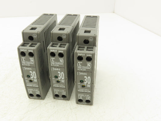 IDEC PS5R-VC24 30 Watt Power Supply 100-240VAC Input 24VDC 1.3A Output Lot of 3