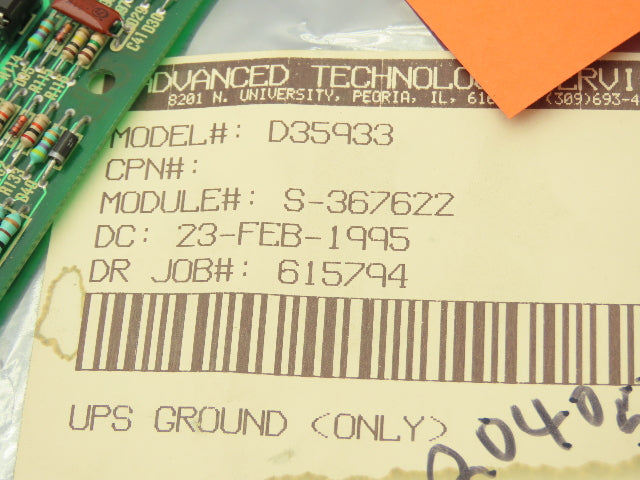 Seco PWB D35934 Printed Circuit Board PCB Servo Control Module ASSY D35933 Rev C