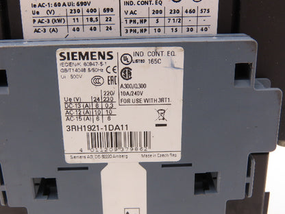 Siemens 3RT1035-1AK60 Motor Starter Contactor 40 A 18.5 kW 110/120V Lot of 4