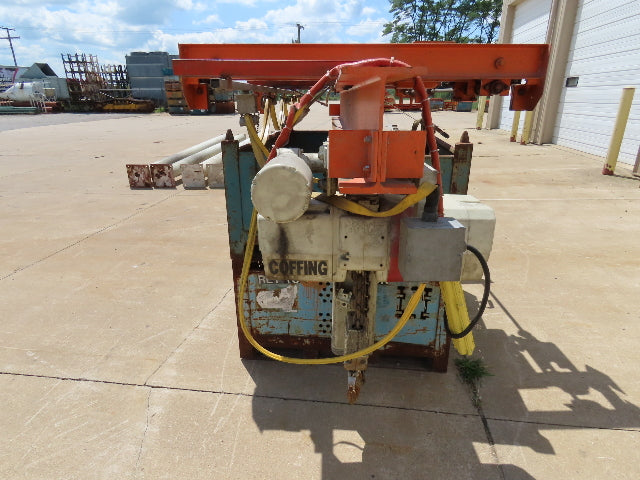 2.5 Ton Free Standing Bridge Crane 8' 2" Span 32' Runway 13' HUB Coffing Hoist