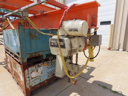 2.5 Ton Free Standing Bridge Crane 8' 2" Span 32' Runway 13' HUB Coffing Hoist