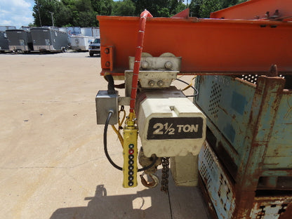 2.5 Ton Free Standing Bridge Crane 8' 2" Span 32' Runway 13' HUB Coffing Hoist