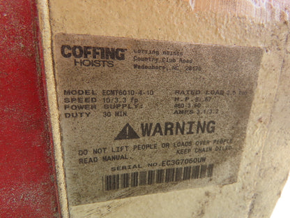 2.5 Ton Free Standing Bridge Crane 8' 2" Span 32' Runway 13' HUB Coffing Hoist
