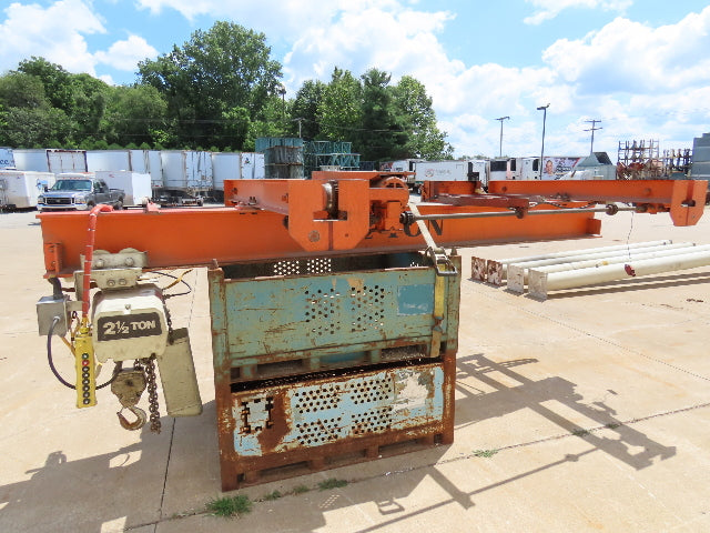 2.5 Ton Free Standing Bridge Crane 8' 2" Span 32' Runway 13' HUB Coffing Hoist
