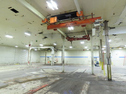 2.5 Ton Free Standing Bridge Crane 8' 2" Span 32' Runway 13' HUB Coffing Hoist