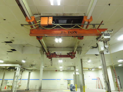2.5 Ton Free Standing Bridge Crane 8' 2" Span 32' Runway 13' HUB Coffing Hoist