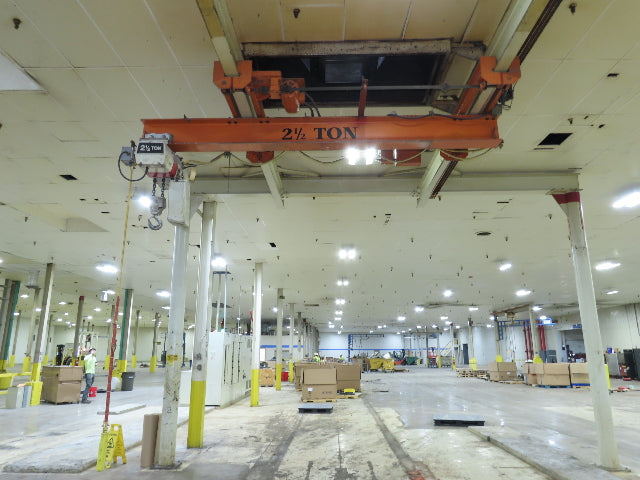 2.5 Ton Free Standing Bridge Crane 8' 2" Span 32' Runway 13' HUB Coffing Hoist