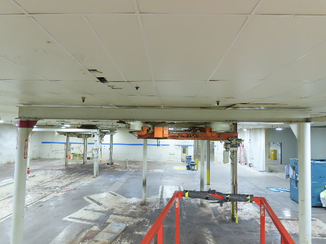 2.5 Ton Free Standing Bridge Crane 8' 2" Span 32' Runway 13' HUB Coffing Hoist