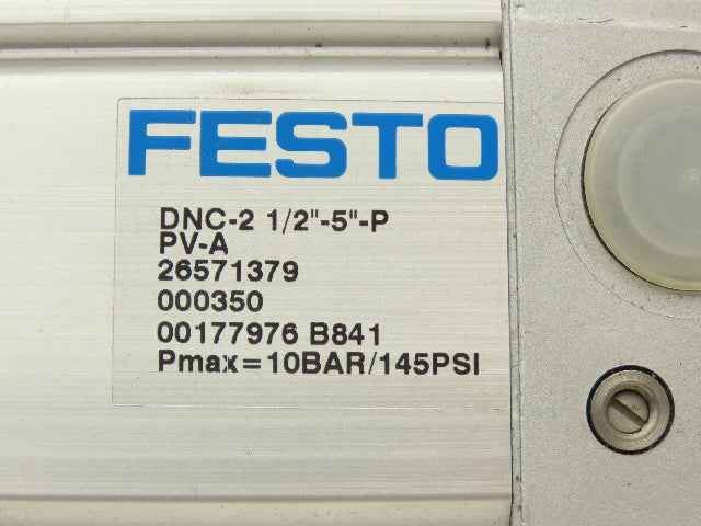 Festo DNC-2 1/2"-5"-PPV-A Pneumatic Cylinder 2.5" Bore 5" Stroke 145PSI