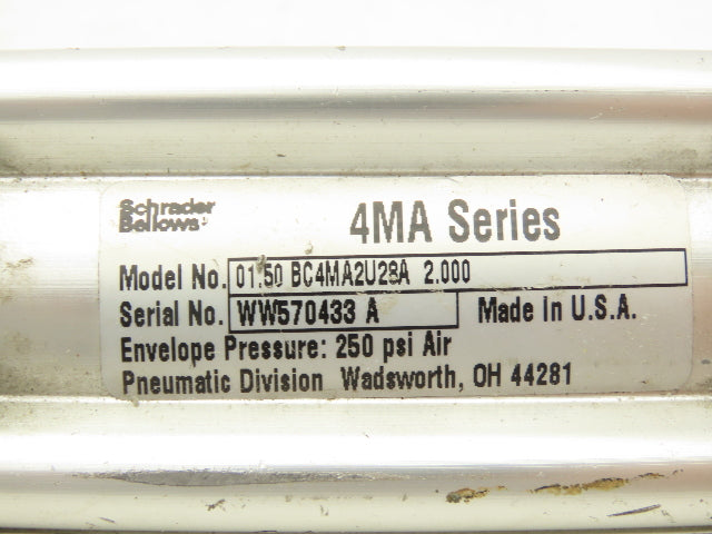 Parker 01.50BC4MA2U28A 2.000 Pneumatic Air Cylinder 1.5" Bore 2" Stroke 250PSI