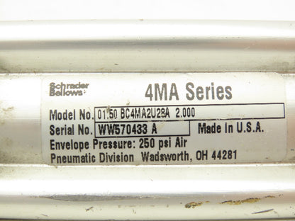 Parker 01.50BC4MA2U28A 2.000 Pneumatic Air Cylinder 1.5" Bore 2" Stroke 250PSI