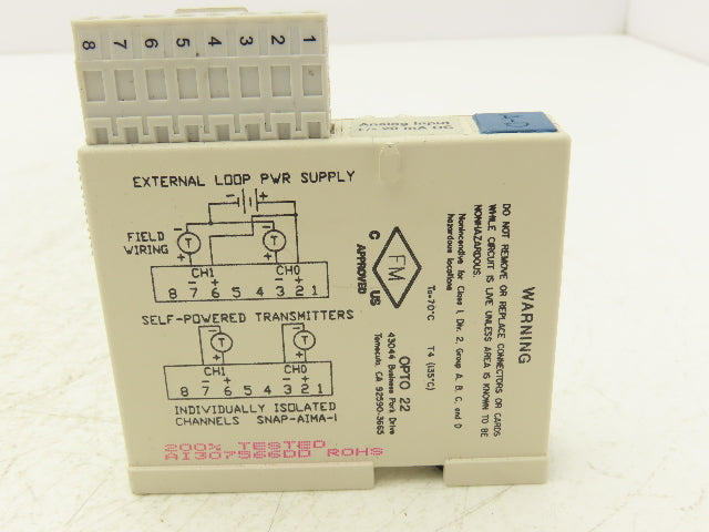 OPTO 22 SNAP-AIMA-i 2 Channel Isolated Analog Current Input Module -20mA to+20mA