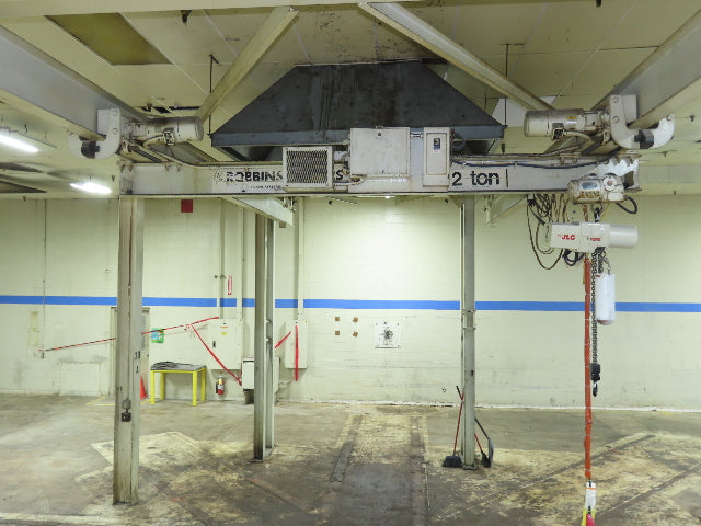 2 Ton Free Standing Bridge Crane 11' Span 27' Runway 11' 9" HUB Coffing Hoist