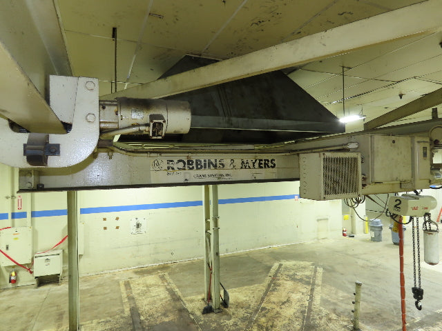 2 Ton Free Standing Bridge Crane 11' Span 27' Runway 11' 9" HUB Coffing Hoist