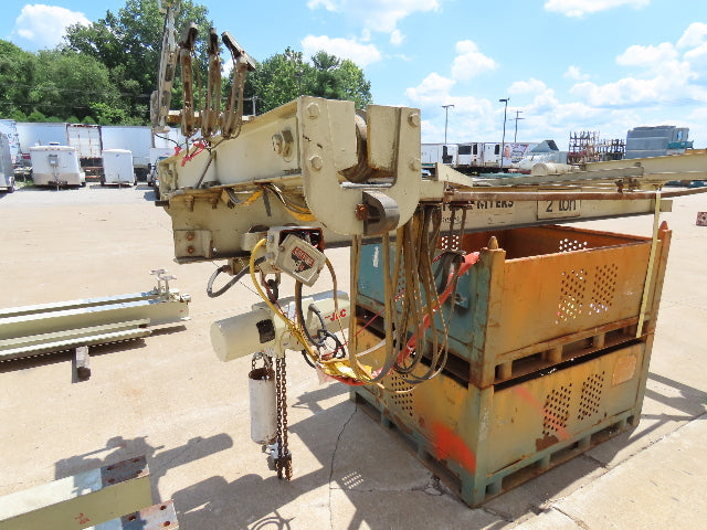 2 Ton Free Standing Bridge Crane 11' Span 27' Runway 11' 9" HUB Coffing Hoist