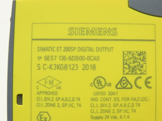Siemens 6ES7 136-6DB00-0CA0 SIMATIC ET200SP Digital Output F-DQ 4X24 V DC/2A