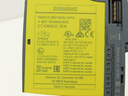 Siemens 6ES7 136-6DB00-0CA0 SIMATIC ET200SP Digital Output F-DQ 4X24 V DC/2A
