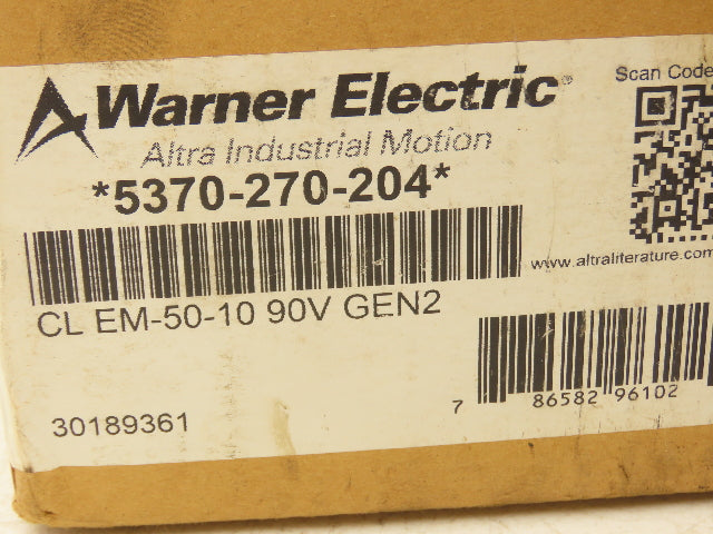 Warner CL-EM-50-10 90V GEN2 Motor Clutch 90VDC 3600 RPM 16Lb-Ft For Frame 56C
