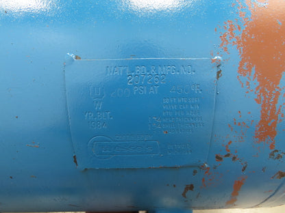 National Compressed Air Receiver Tank 80 Gallon 200PSI 450°F Horizontal Frame
