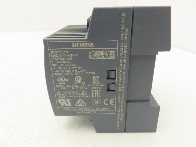 Siemens 6EP1961-2BA21 SITOP PSE200U 10A Selectivity Module 4 Channel In Lot of 3