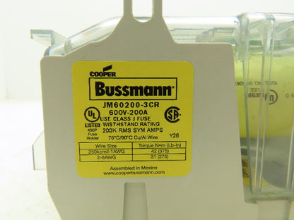 Eaton Bussman JM60200-3CR Modular Fuse Block 110-200A 3-Pole Class J Series JM