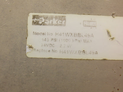 Parker H41WXBBL49A Pneumatic Solenoid Valve 5 Pos 2 Way 145psi Size 4 24VDC