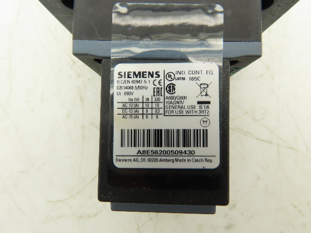 Siemens 3RT2024-1DB44-3MA0 Motor Starter Contactor 10Hp 575V 3Ph Screw Terminal