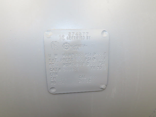 Manchester 303908 Pneumatic Air Receiver Tank 200 Gallon Horizontal 300PSI 450°F