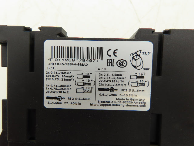 Siemens 3RT1036-1BB44-3MA0 Motor Starter Contactor 50Hp 575V 3Ph Lot of 2