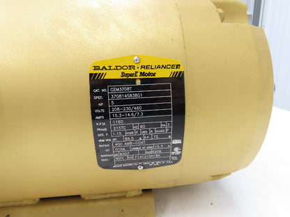 Baldor CEM3708T AC Motor 5Hp 1160 RPM 230/460V 3PH 215TC Super E