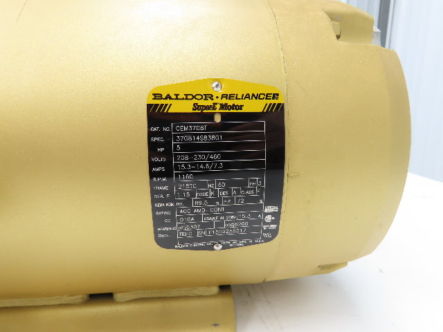 Baldor CEM3708T AC Motor 5Hp 1160 RPM 230/460V 3PH 215TC Super E