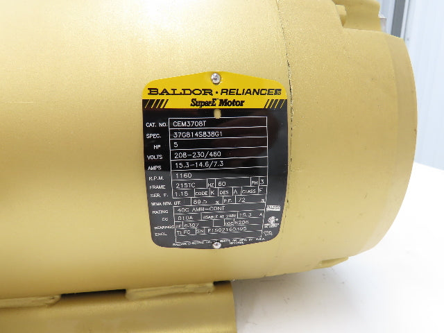 Baldor CEM3708T AC Motor 5Hp 1160 RPM 230/460V 3PH 215TC Super E