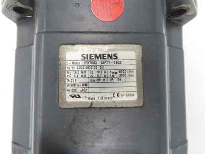 Siemens 1FK7083-5AF71-1EG3 AC Servo Motor 291V 11Nm 3000RPM 3Ph Encoder