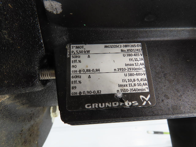 Grundfos CR10-08 A-A-A-E-HQQE Centrifugal Inline Pump 5.5kw 480V 3PH 201 L/min