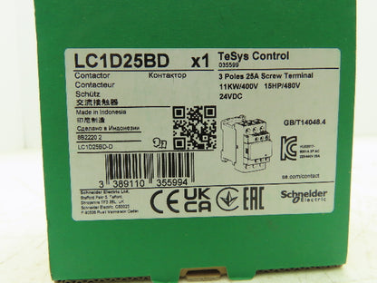 Schneider Electric Motor Starter Contactor 15Hp 24V Coil 3 Pole 25A Lot of 2