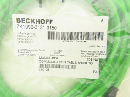 Beckhoff ZK 1090-3131-3150 EtherCAT/Ethernet M8 4-Pin Male Straight x2 Cable 15m