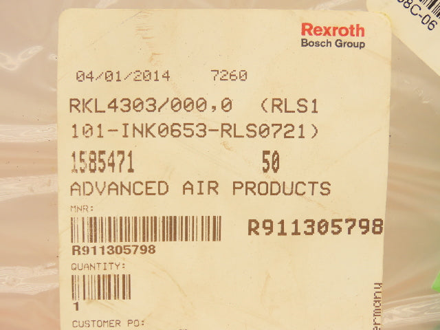 Bosch Rexroth RKL4303/000,0 Servo Motor Power Cable 6M R911305798