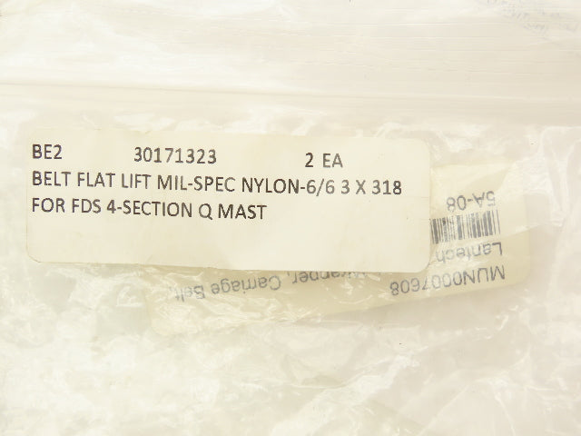Lantech 30171323 Flat Lift Belt Stretch Wrapper Mil-Spec Nylon-6/6 110" Tower