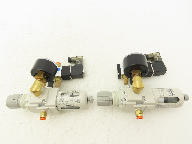 SMC AW20-N01-CZ-B Pneumatic Air Filter Regulator Solenoid Valve 125psi Lot of 2