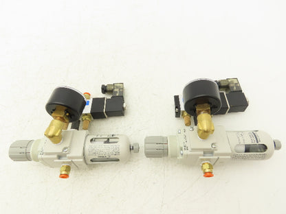 SMC AW20-N01-CZ-B Pneumatic Air Filter Regulator Solenoid Valve 125psi Lot of 2