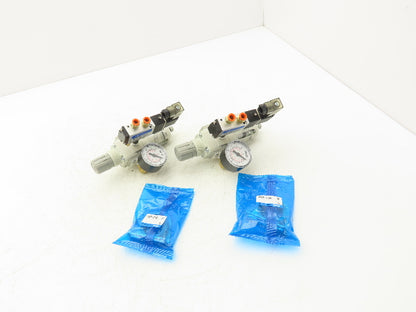 SMC AW20-N01-CZ-B Pneumatic Air Filter Regulator Solenoid Valve 125psi Lot of 2