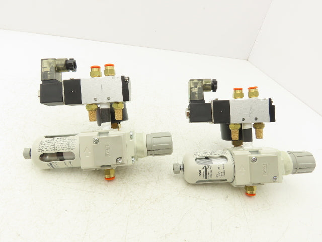 SMC AW20-N01-CZ-B Pneumatic Air Filter Regulator Solenoid Valve 125psi Lot of 2