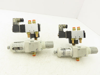 SMC AW20-N01-CZ-B Pneumatic Air Filter Regulator Solenoid Valve 125psi Lot of 2