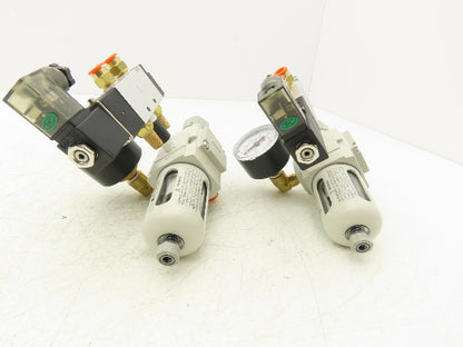 SMC AW20-N01-CZ-B Pneumatic Air Filter Regulator Solenoid Valve 125psi Lot of 2