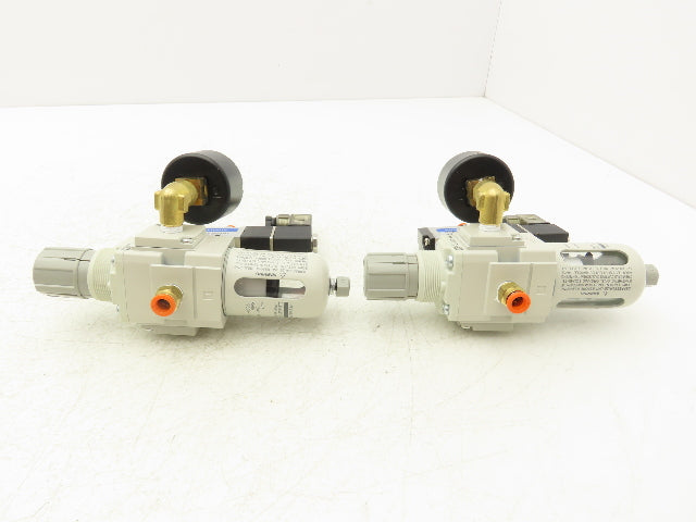 SMC AW20-N01-CZ-B Pneumatic Air Filter Regulator Solenoid Valve 125psi Lot of 2