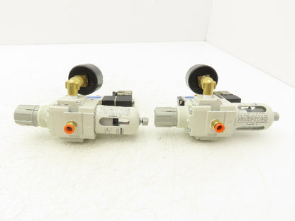 SMC AW20-N01-CZ-B Pneumatic Air Filter Regulator Solenoid Valve 125psi Lot of 2