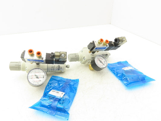 SMC AW20-N01-CZ-B Pneumatic Air Filter Regulator Solenoid Valve 125psi Lot of 2