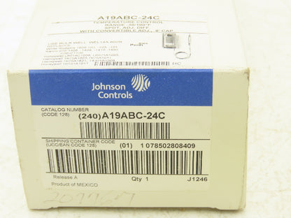 Johnson Controls A19ABC-24C SPST Temperature Control -30-100 Deg F 8' Capilary